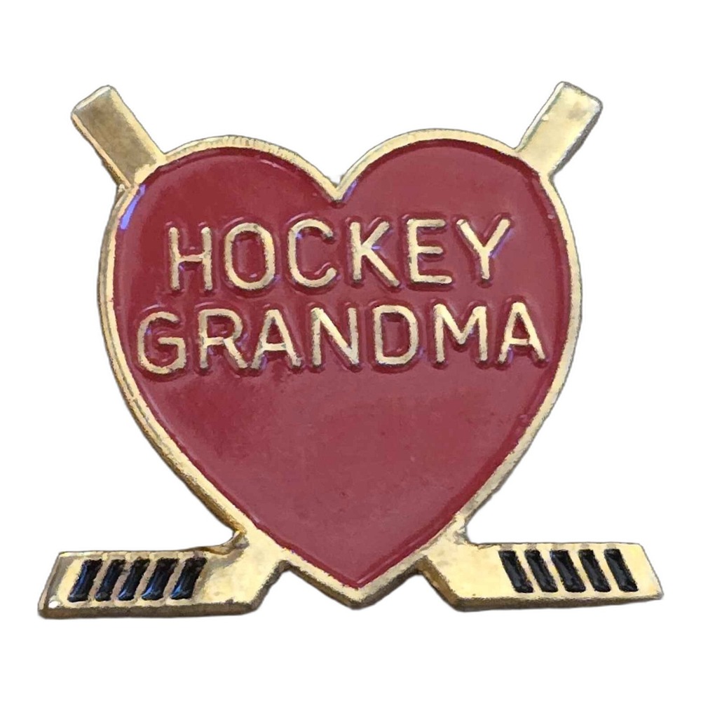 Hockey Grandma Heart And Sticks Lapel Vest Hat Pin J28